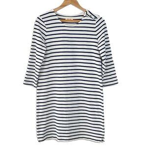 Madewell Navy Blue White Horizontal Striped Mini Dress size S 3/4 sleeves